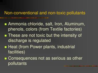 Non-conventional and non-toxic pollutants