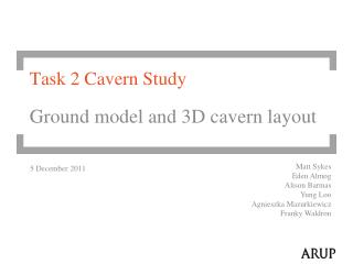 Task 2 Cavern Study Ground model and 3D cavern layout