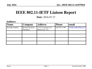 IEEE 802.11-IETF Liaison Report