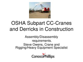 OSHA Subpart CC-Cranes and Derricks in Construction