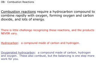 OB: Combustion Reactions