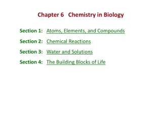Chapter 6 Chemistry in Biology