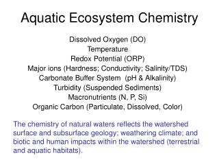 Aquatic Ecosystem Chemistry