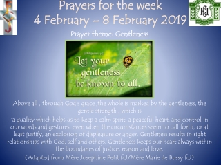 Prayers for the week 4 February – 8 February 2019