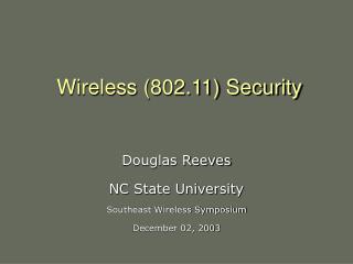 Wireless (802.11) Security