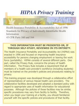 HIPAA Privacy Training