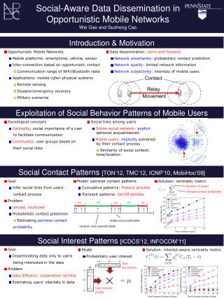 Social-Aware Data Dissemination in Opportunistic Mobile Networks Wei Gao and Guohong Cao