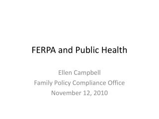 FERPA and Public Health