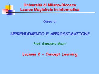 Università di Milano-Bicocca Laurea Magistrale in Informatica