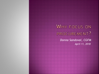 Why focus on procurement?