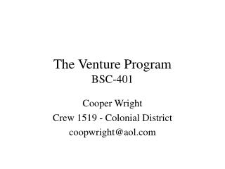 The Venture Program BSC-401