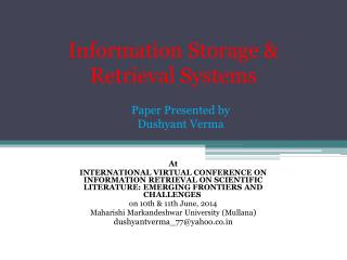 PPT - Information Storage & Retrieval Systems PowerPoint Presentation ...