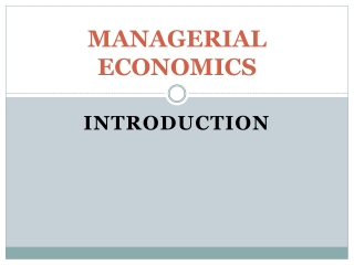 MANAGERIAL ECONOMICS