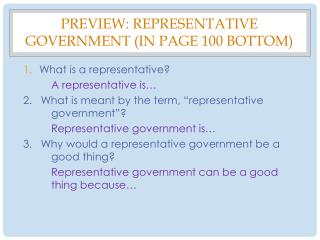 Preview: Representative Government (IN Page 100 BOTTOM)