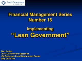 Financial Management Series Number 16 Implementing “Lean Government”