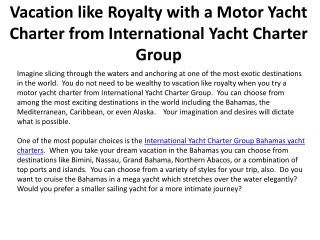 Vacation like Royalty with a Motor Yacht Charter from Intern