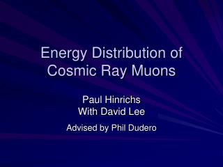 Energy Distribution of Cosmic Ray Muons