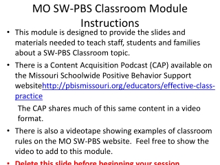 MO SW-PBS Classroom Module Instructions