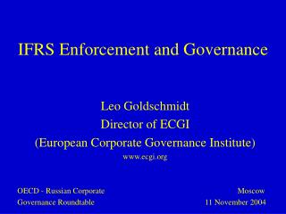 IFRS Enforcement and Governance