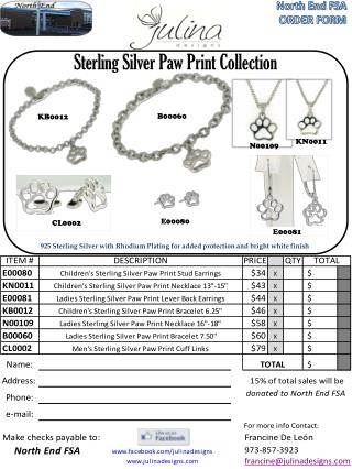 Sterling Silver Paw Print Collection