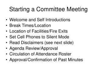 Starting a Committee Meeting