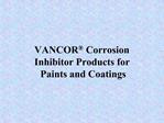 VANCOR Corrosion Inhibitor Products for Paints and Coatings