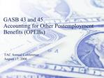 GASB 43 and 45 Accounting for Other Postemployment Benefits OPEBs