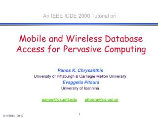 Mobile and Wireless Database Access for Pervasive Computing