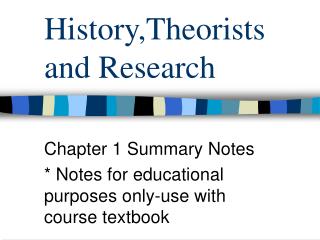 History,Theorists and Research