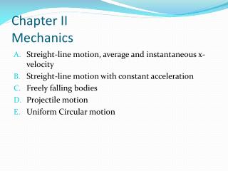 Chapter II Mechanics