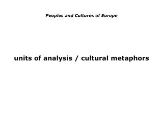 Peoples and Cultures of Europe
