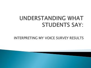 UNDERSTANDING WHAT STUDENTS SAY: