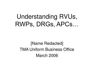 Understanding RVUs, RWPs, DRGs, APCs…