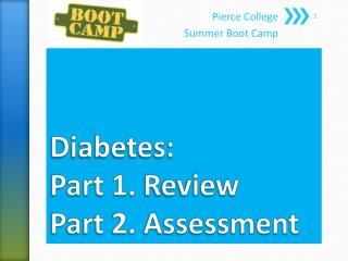 Diabetes: Part 1. R eview Part 2. Assessment