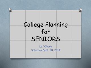 College Planning for SENIORS
