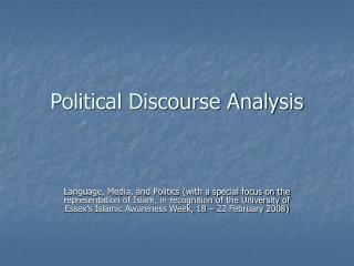Political Discourse Analysis