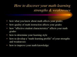 How to discover your math-learning strengths &amp; weaknesses