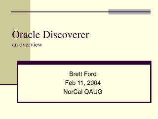 Oracle Discoverer an overview