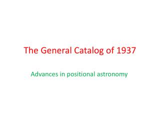 The General Catalog of 1937
