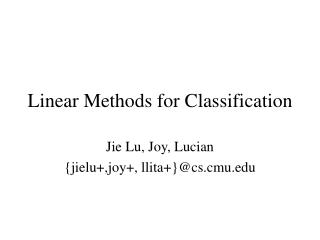 Linear Methods for Classification