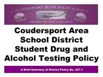 Coudersport Area School District Student Drug and Alcohol Testing Policy