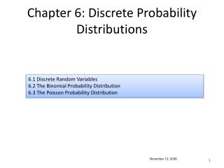 Chapter 6: Discrete Probability Distributions