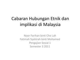 realiti hubungan etnik di malaysia realiti hubungan etnik di malaysia