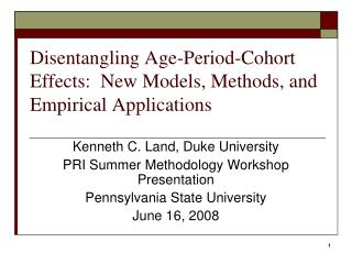 Disentangling Age-Period-Cohort Effects: New Models, Methods, and Empirical Applications