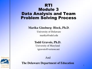 RTI Module 3 Data Analysis and Team Problem Solving Process