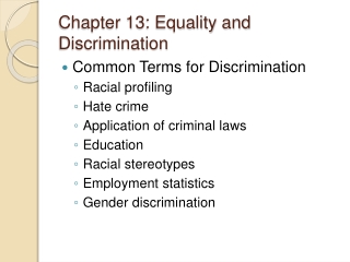 Chapter 13: Equality and Discrimination