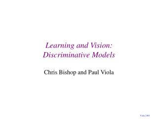 Learning and Vision: Discriminative Models