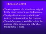 Stimulus Control