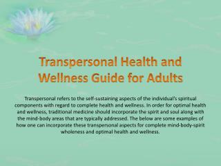 Transpersonal Health and Wellness Guide for Adults