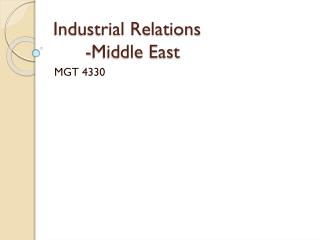 Industrial Relations -Middle East